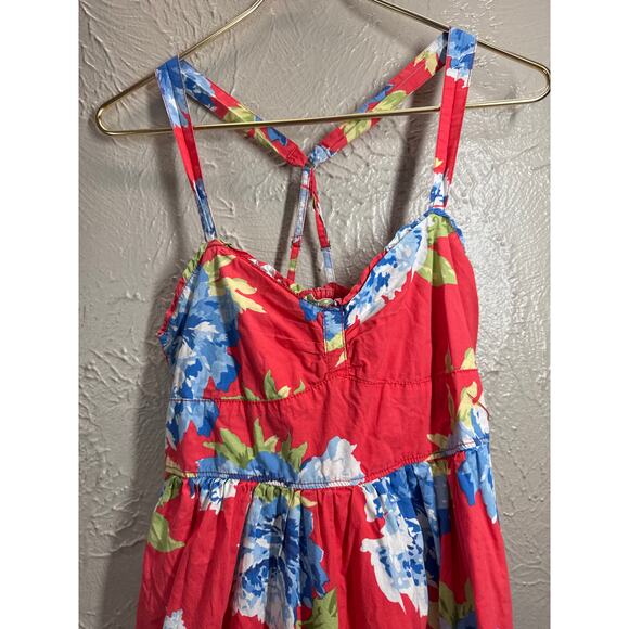 Abercrombie & Fitch A&F Strappy Sun Dress Blue White Pink Floral Smocked Size M - Picture 3 of 6